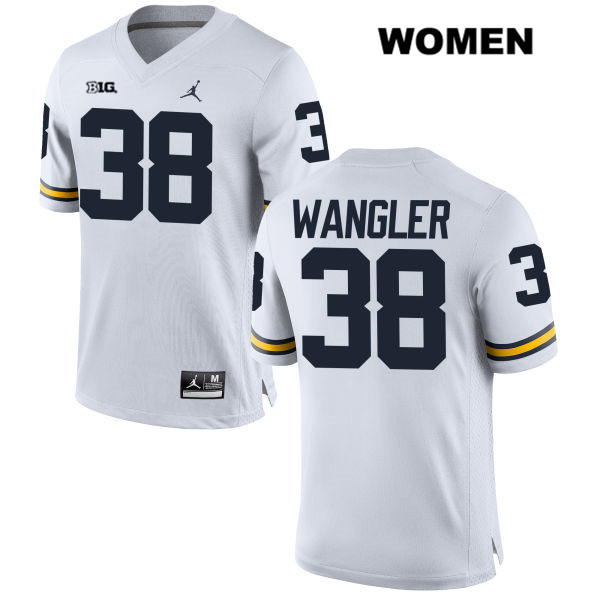 Women's NCAA Michigan Wolverines Jared Wangler #38 White Jordan Brand Authentic Stitched Football College Jersey BP25U40IO